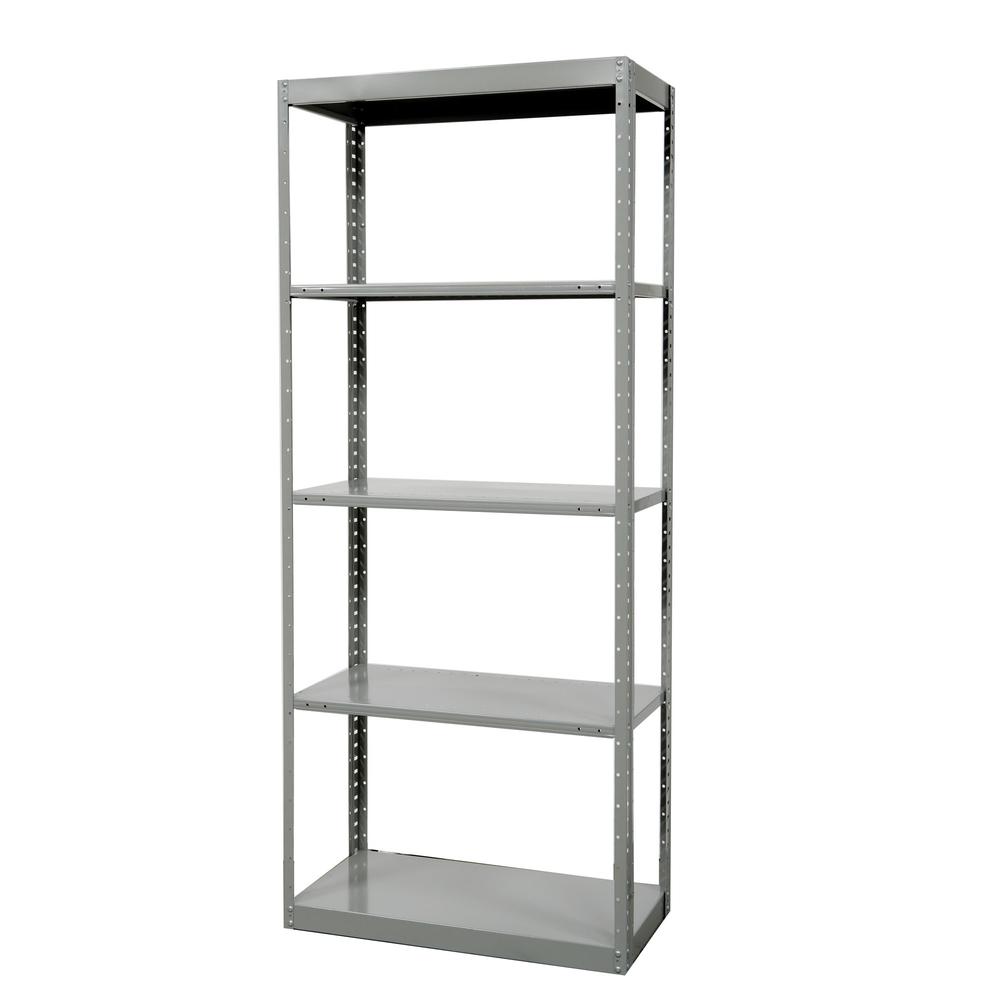 Hallowell Hi-Tech Metal Shelving 36"W x 18"D x 87"H 725 Dark Gray 2 Fixed and 3 Adjustable Shelves Individual Unit Pass-Through Style. Picture 2