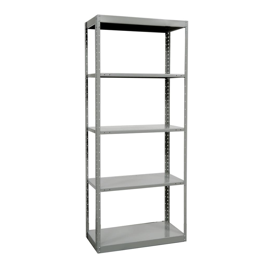 Hallowell Hi-Tech Metal Shelving 36"W x 18"D x 87"H 725 Dark Gray 2 Fixed and 3 Adjustable Shelves Individual Unit Pass-Through Style. Picture 3