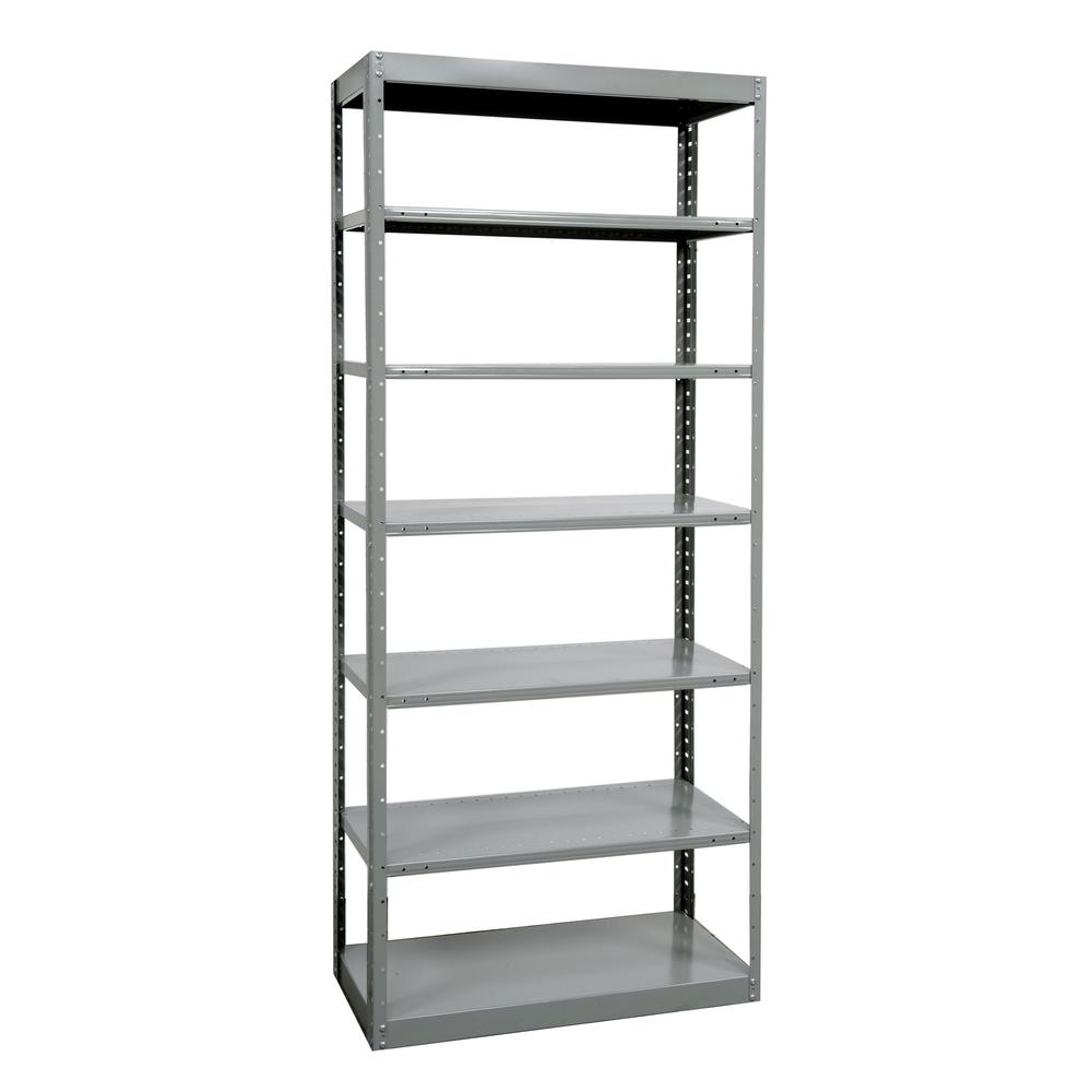 Hallowell Hi-Tech Metal Shelving 36"W x 18"D x 87"H 725 Dark Gray 2 Fixed and 5 Adjustable Shelves Individual Unit Pass-Through Style. Picture 3