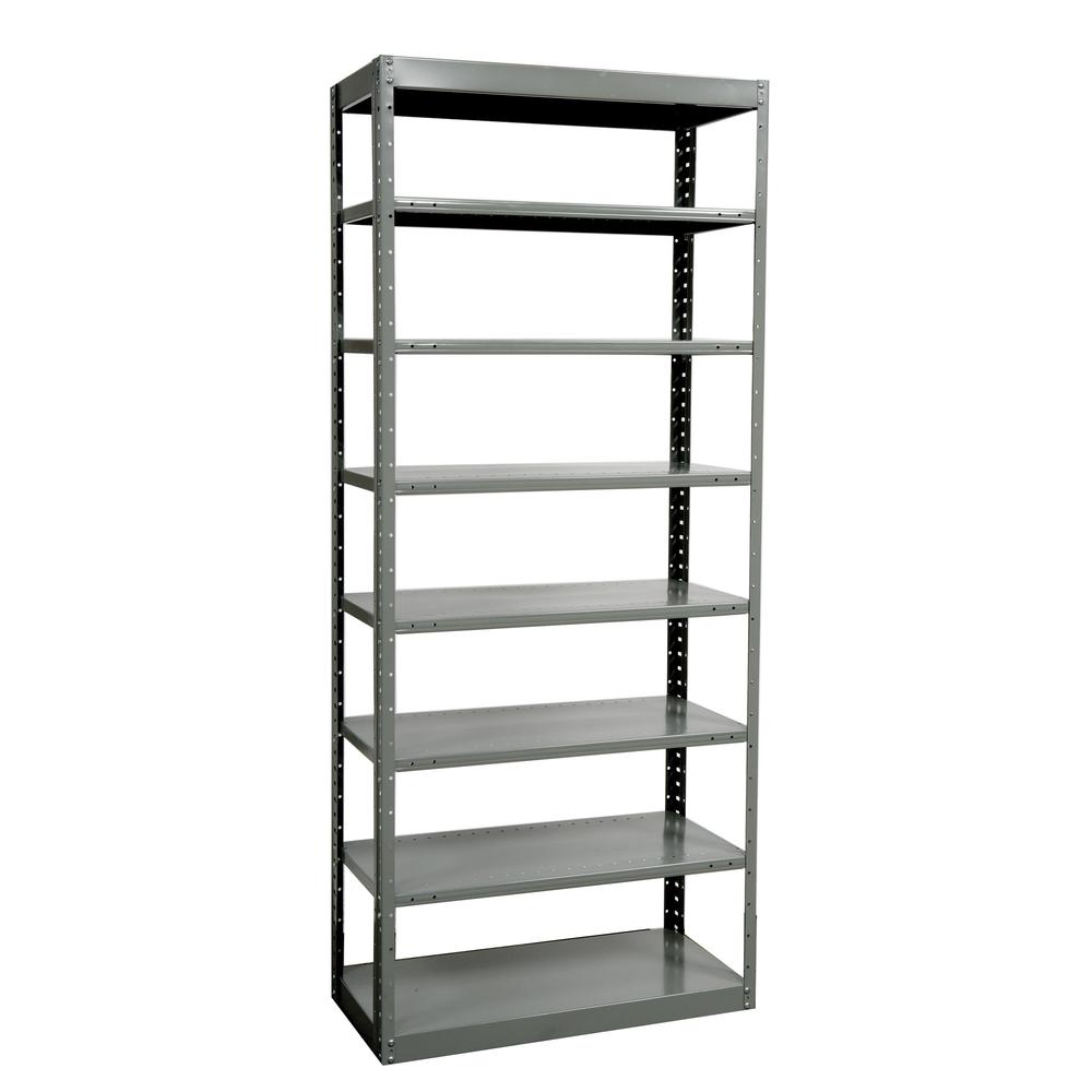 Hallowell Hi-Tech Metal Shelving 36"W x 18"D x 87"H 725 Dark Gray 2 Fixed and 6 Adjustable Shelves Individual Unit Pass-Through Style. Picture 3