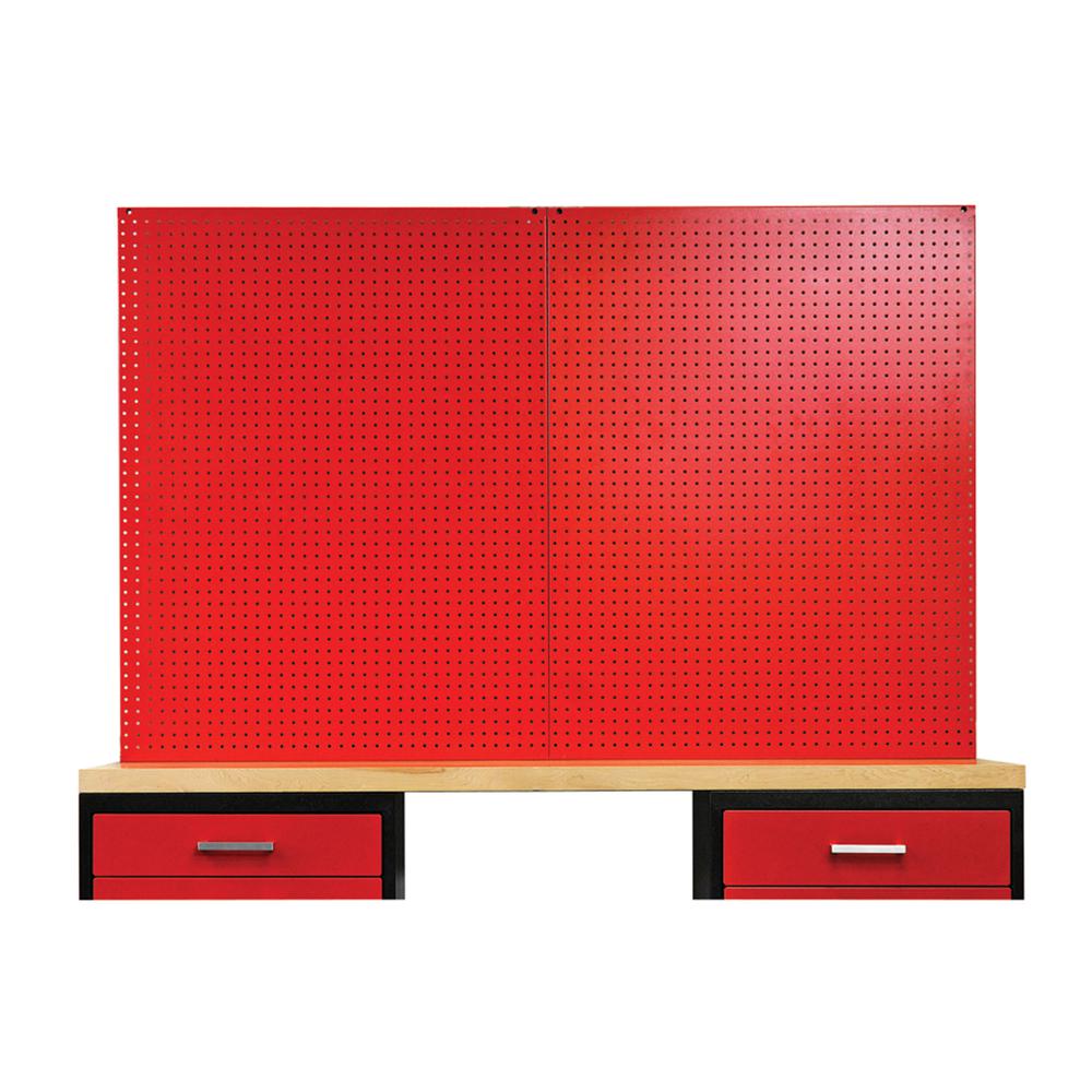 Fort Knox Pegboard, 60"W x 0.75"D x 44.25"H, Red (textured). Picture 1