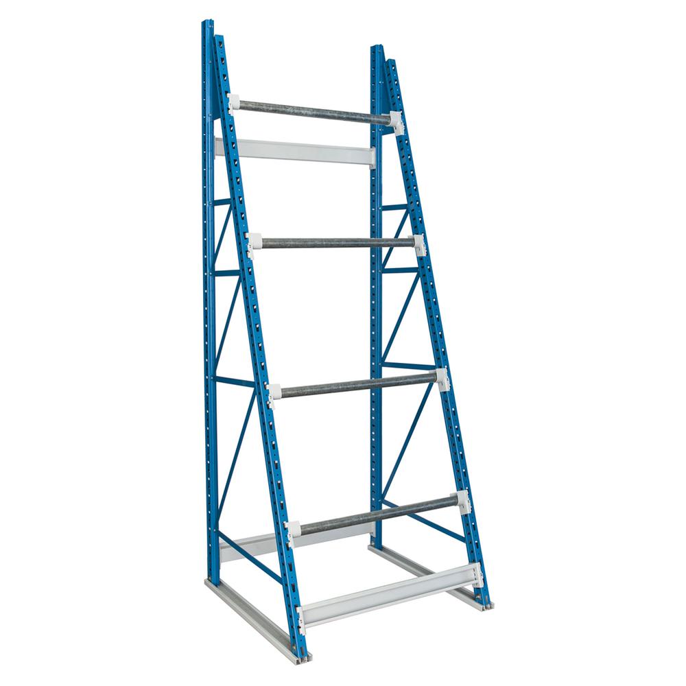 Cable Reel Rack 48"W x 36"D x 123"H 707 Marine Blue Uprights / 711 Light Gray Beams 4 Level Starter Unit. Picture 1