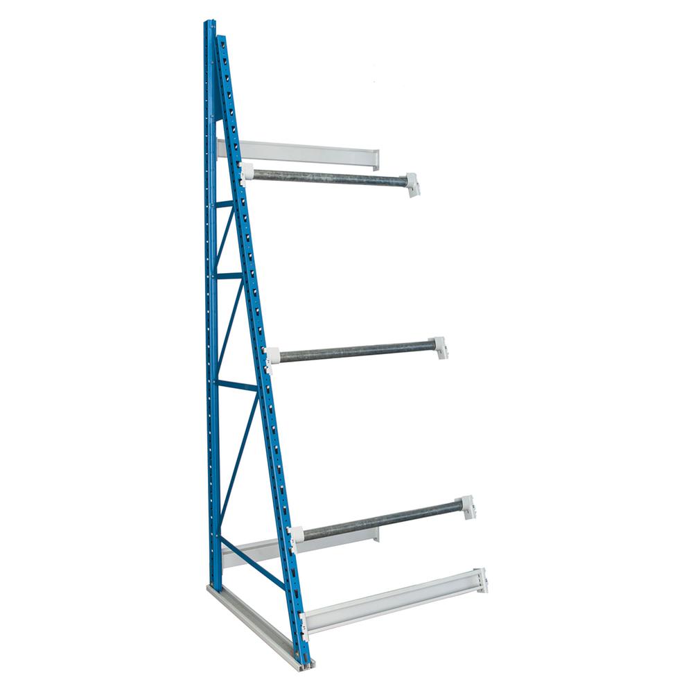 Cable Reel Rack 48"W x 36"D x 99"H 707 Marine Blue Uprights / 711 Light Gray Beams 3 Level Add-on Unit. Picture 1