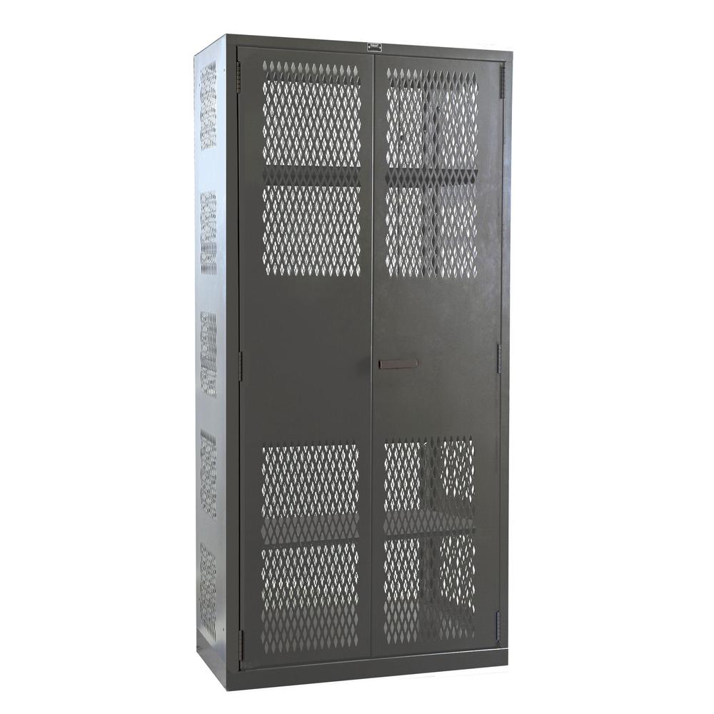 Hallowell DuraTough Storage Cabinet, Ventilated Series, Extra Heavy-Duty, 48"W x 24"D x 78"H, 738 Charcoal, Single Tier, Double Door , 1-Wide, All-Welded. Picture 1