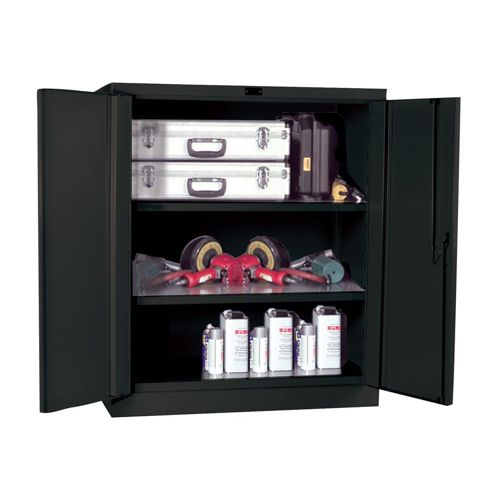 Hallowell DuraTough Storage Cabinet, Classic Series, Heavy-Duty, 36"W x 21"D x 42"H, 738 Charcoal, Single Tier, Double Door , 1-Wide, All-Welded. Picture 2