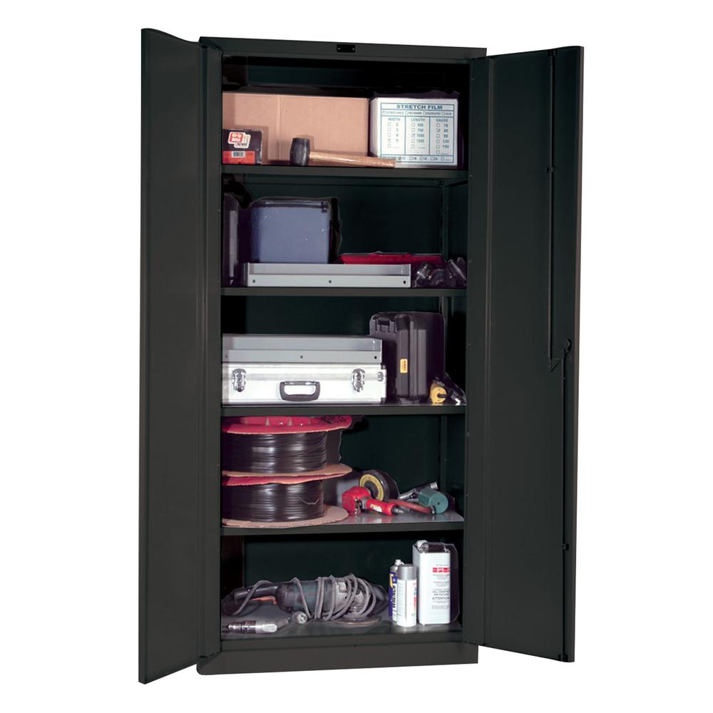 Hallowell DuraTough Storage Cabinet, Classic Series, Extra Heavy-Duty, 36"W x 21"D x 78"H, 738 Charcoal, Single Tier, Double Door , 1-Wide, All-Welded. Picture 2