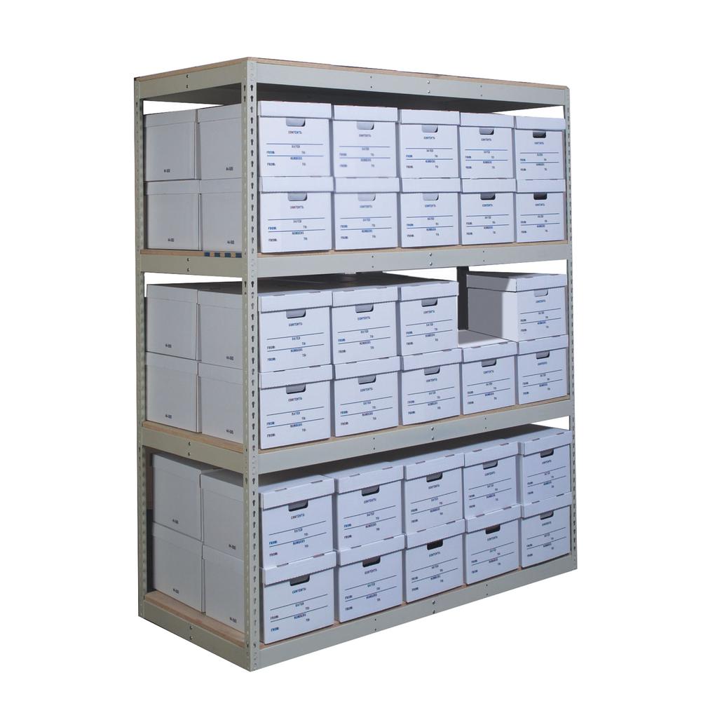 Rivetwell, Record Storage Shelving 42"W x 30"D x 60"H  729 Tan 3 Levels Starter Unit Decking not included. Picture 1