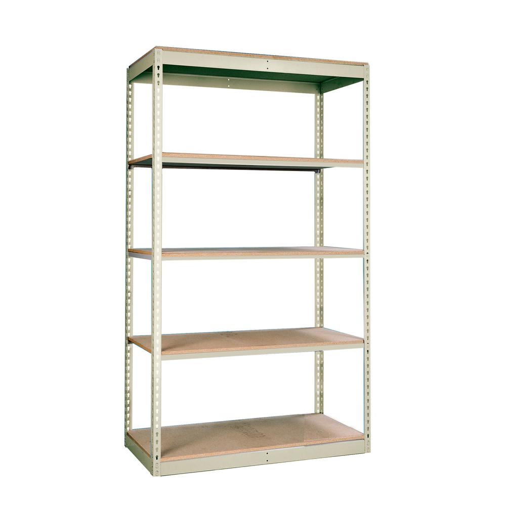 Rivetwell, Single Rivet Boltless Shelving 36"W x 18"D x 84"H  729 Tan 5 Levels Starter Unit Decking not included. Picture 1