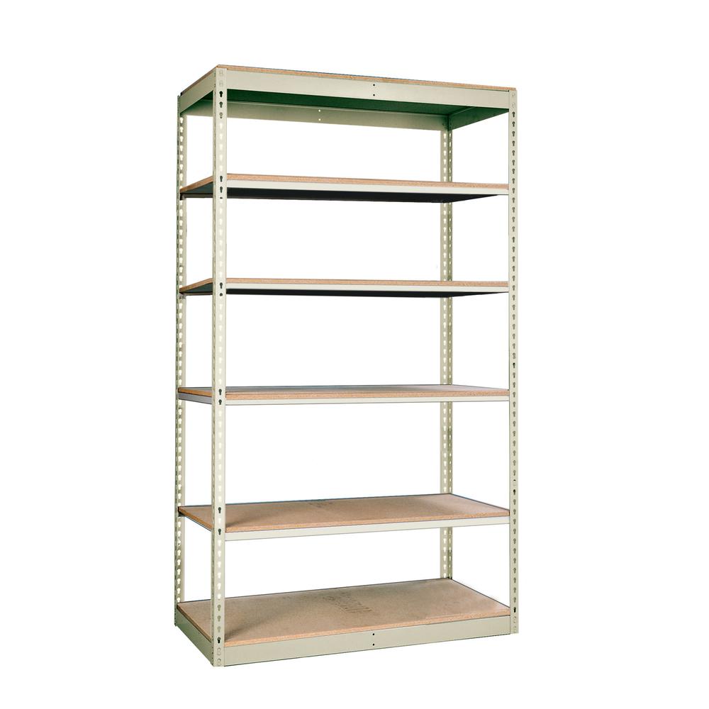 Rivetwell, Single Rivet Boltless Shelving 36"W x 18"D x 84"H  729 Tan 6 Levels Starter Unit Decking not included. Picture 1