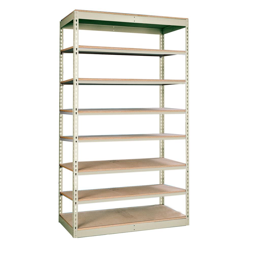 Rivetwell, Single Rivet Boltless Shelving 36"W x 18"D x 84"H  729 Tan 8 Levels Starter Unit Decking not included. Picture 1