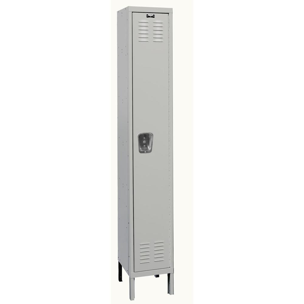Hallowell Premium Locker, 12"W x 15"D x 78"H, 711 Light Gray, Single Tier, 1-Wide, Knock-Down. Picture 1