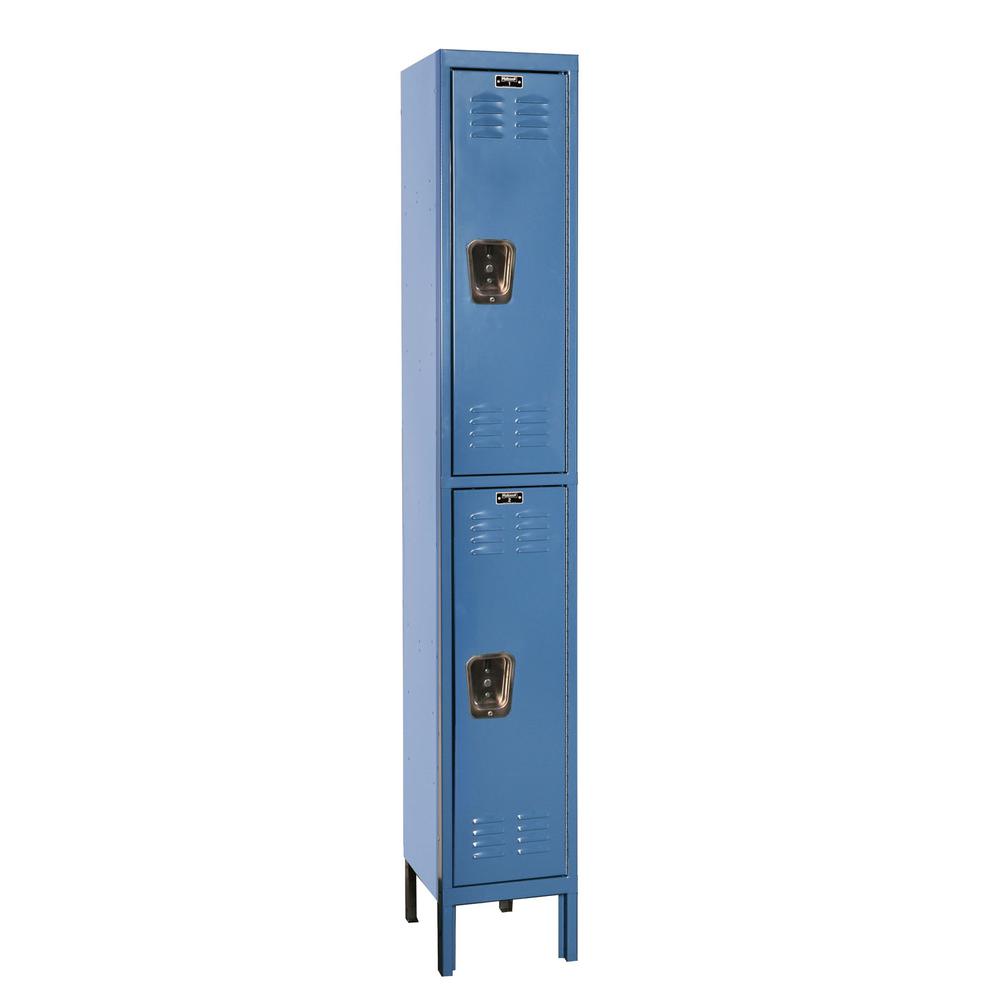Hallowell Premium Locker, 12"W x 15"D x 78"H, 707 Marine Blue, Double Tier, 1-Wide, Knock-Down. Picture 1