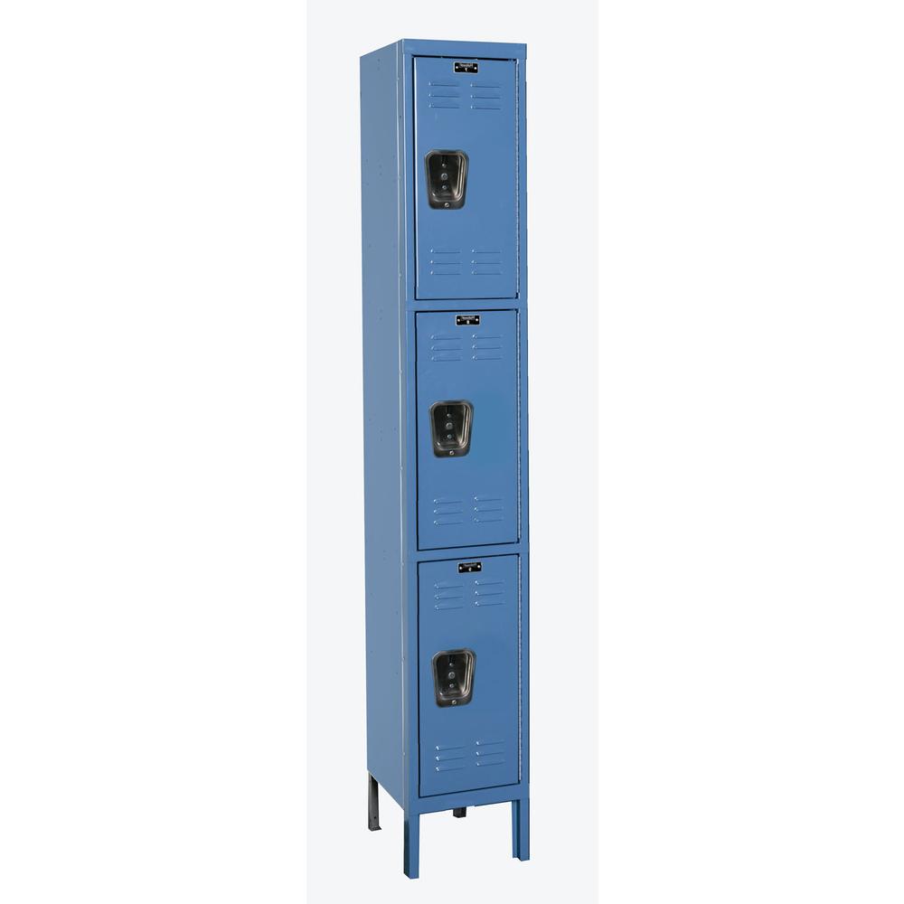 Hallowell Premium Locker, 12"W x 15"D x 78"H, 707 Marine Blue, Triple Tier, 1-Wide, Knock-Down. Picture 1