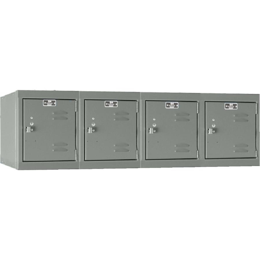 Hallowell Premium Locker, 48"W x 18"D x 14.75"H, 725 Dark Gray, 4-Wide Wall Mount, , Assembled. Picture 1