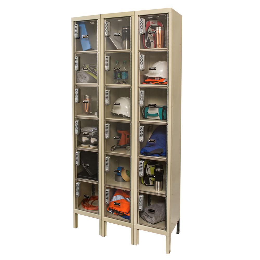 Hallowell DigiTech Safety-View Plus Locker, 36"W x 15"D x 78"H, 729 Tan, 6-Tier, 3-Wide, Knock-Down. Picture 2