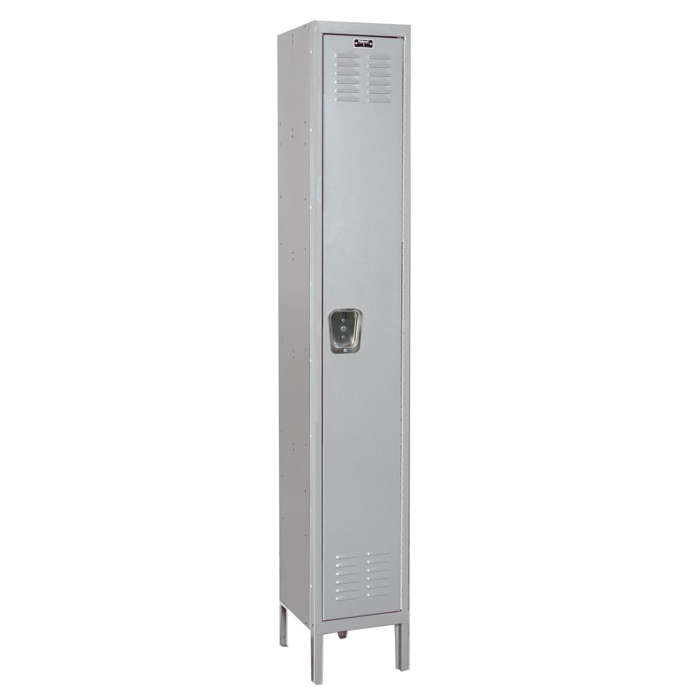 Hallowell MedSafe Locker, 15"W x 18"D x 78"H, 711 Light Gray - Antimicrobial, Single Tier, 1-Wide, Knock-Down. Picture 2