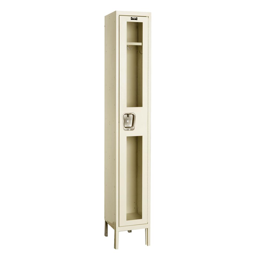 Hallowell Safety-View Locker, 12"W x 15"D x 78"H, 729 Tan, Single Tier, 1-Wide, Knock-Down. Picture 1