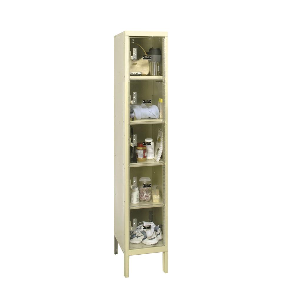 Hallowell Safety-View Plus Locker, 12"W x 15"D x 66"H, 729 Tan, 5-Tier, 1-Wide, Knock-Down. Picture 1