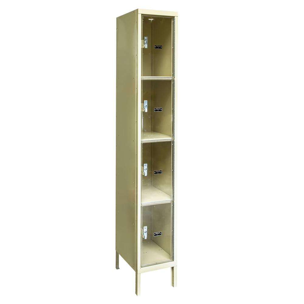 Hallowell Safety-View Plus Locker, 12"W x 15"D x 78"H, 729 Tan, Four Tier, 1-Wide, Knock-Down. Picture 2