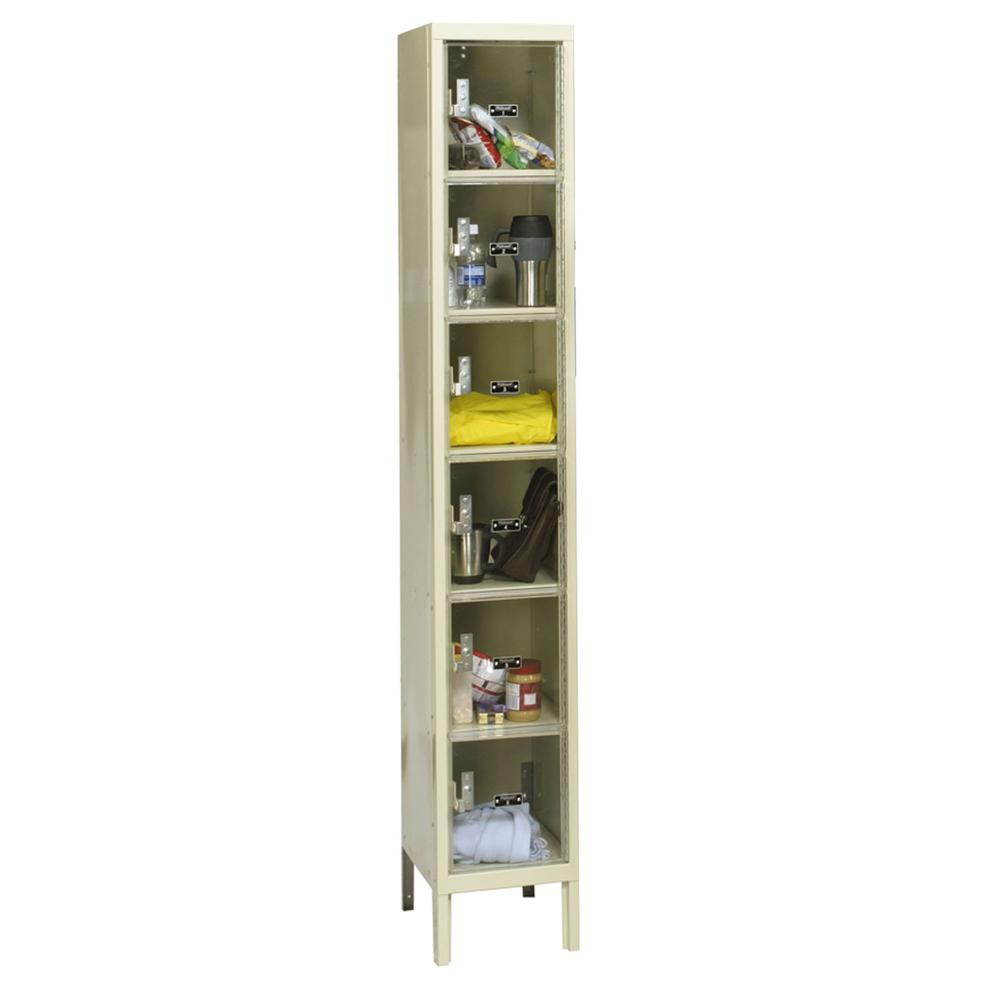 Hallowell Safety-View Plus Locker, 12"W x 15"D x 78"H, 729 Tan, 6-Tier, 1-Wide, Knock-Down. Picture 1