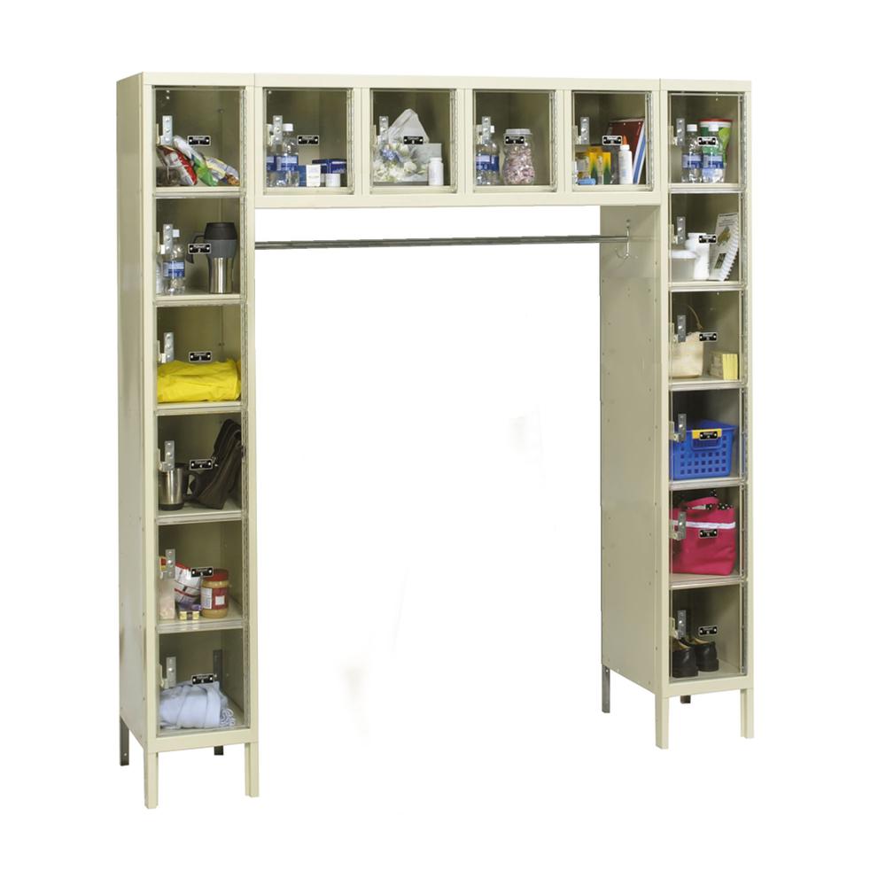 Hallowell Safety-View Plus Locker, 72"W x 18"D x 78"H, 729 Tan, 16-Person, , Assembled. Picture 1