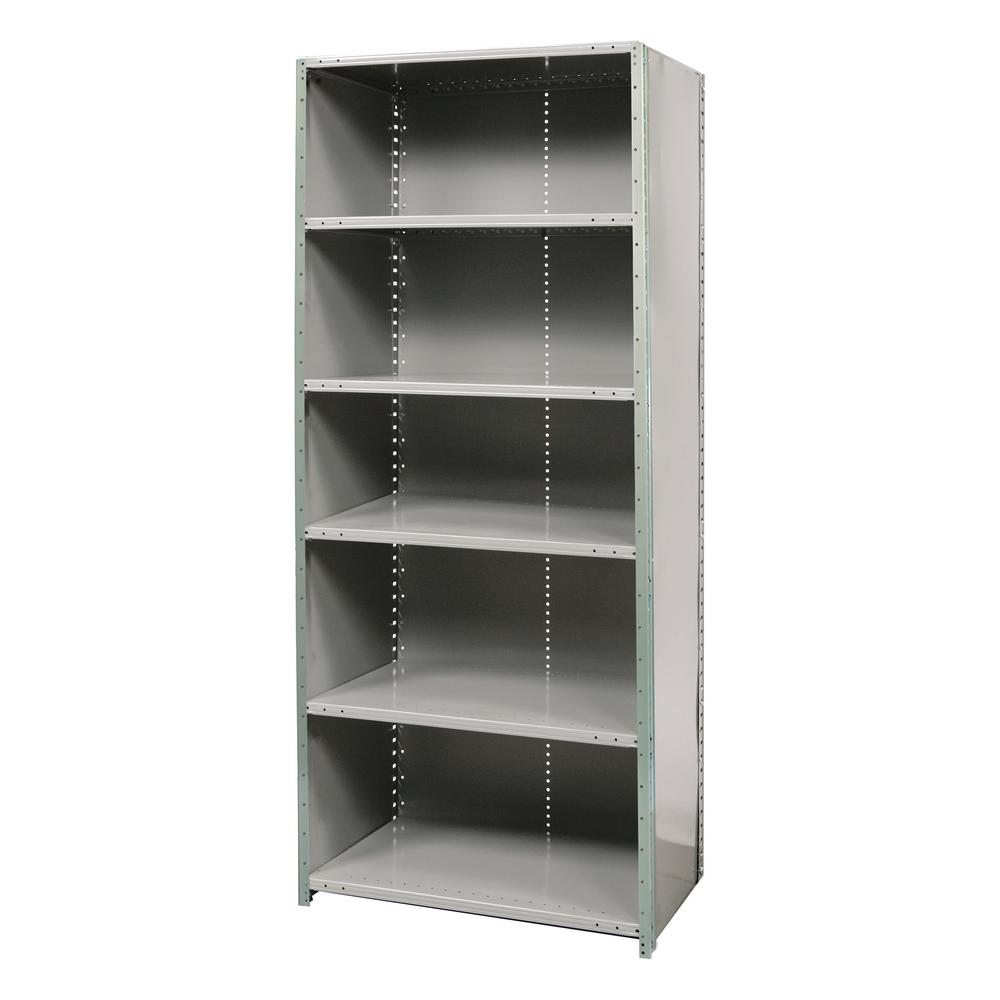 Hallowell Hi-Tech Free Standing Shelving 36"W x 24"D x 87"H 725 Dark Gray 6 Adjustable Shelves Stand Alone Unit Closed Style. Picture 1