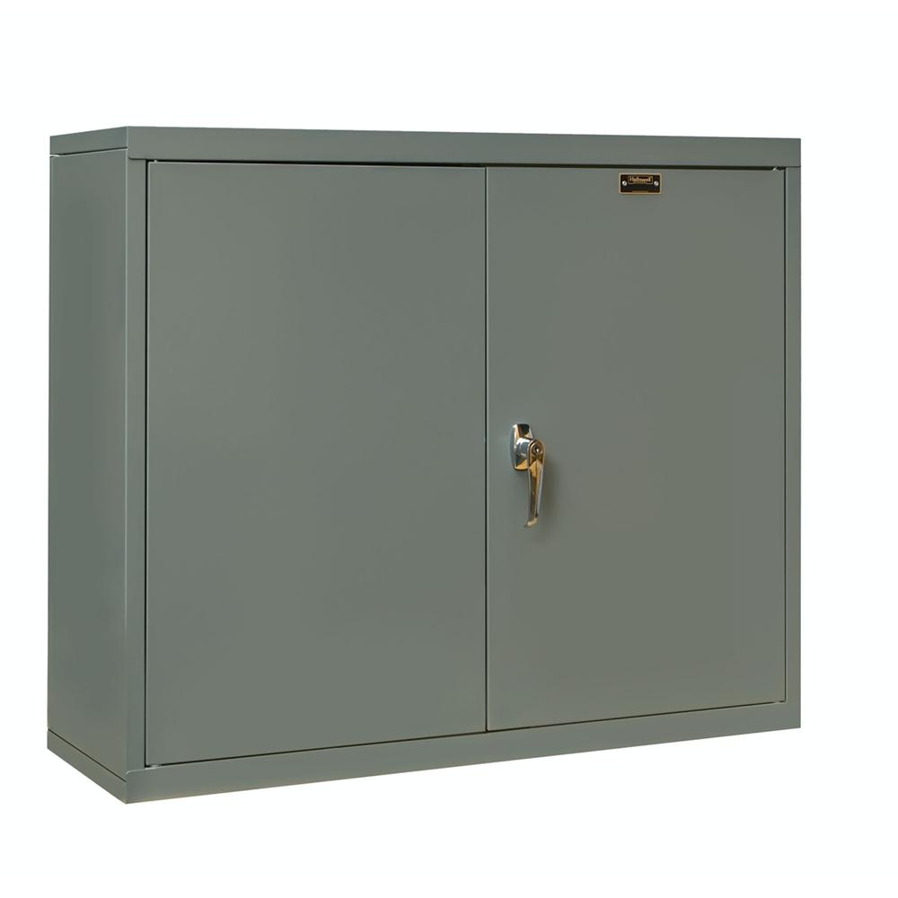 400 Series Wallmount Solid Storage Cabinet, 30"W x 12"D x 26"H, 725 Dark Gray, Single Tier, Double Solid Door, 1-Wide, Assembled. Picture 2