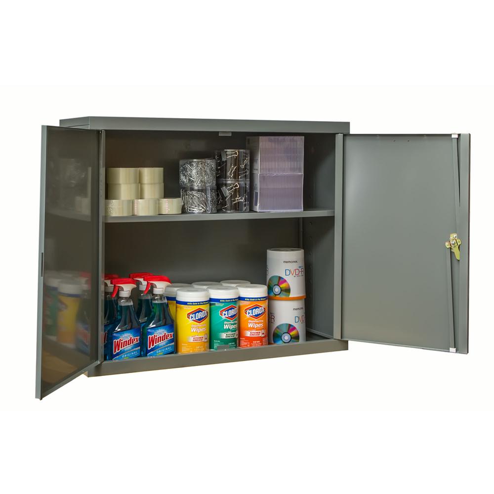 400 Series Wallmount Solid Storage Cabinet, 30"W x 12"D x 26"H, 725 Dark Gray, Single Tier, Double Solid Door, 1-Wide, Assembled. Picture 1