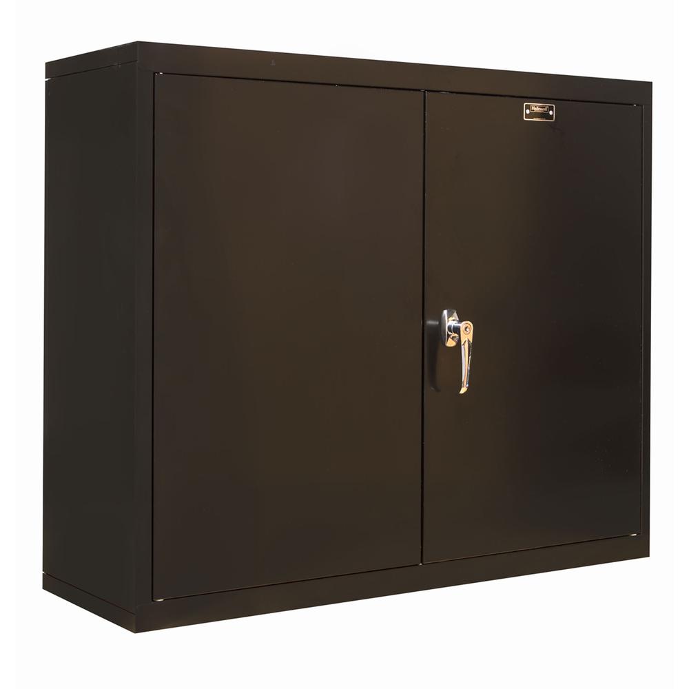400 Series Wallmount Solid Storage Cabinet, 30"W x 12"D x 26"H, 708 Midnight Ebony, Single Tier, Double Solid Door, 1-Wide, Assembled. Picture 2