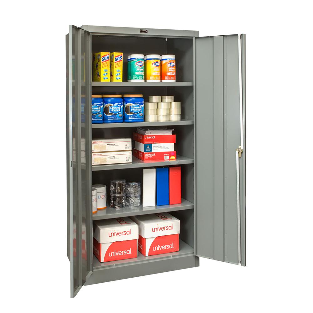 400 Series Stationary Solid Storage Cabinet, 36"W x 18"D x 72"H, 725 Dark Gray, Single Tier, Double Solid Door, 1-Wide, Assembled. Picture 1
