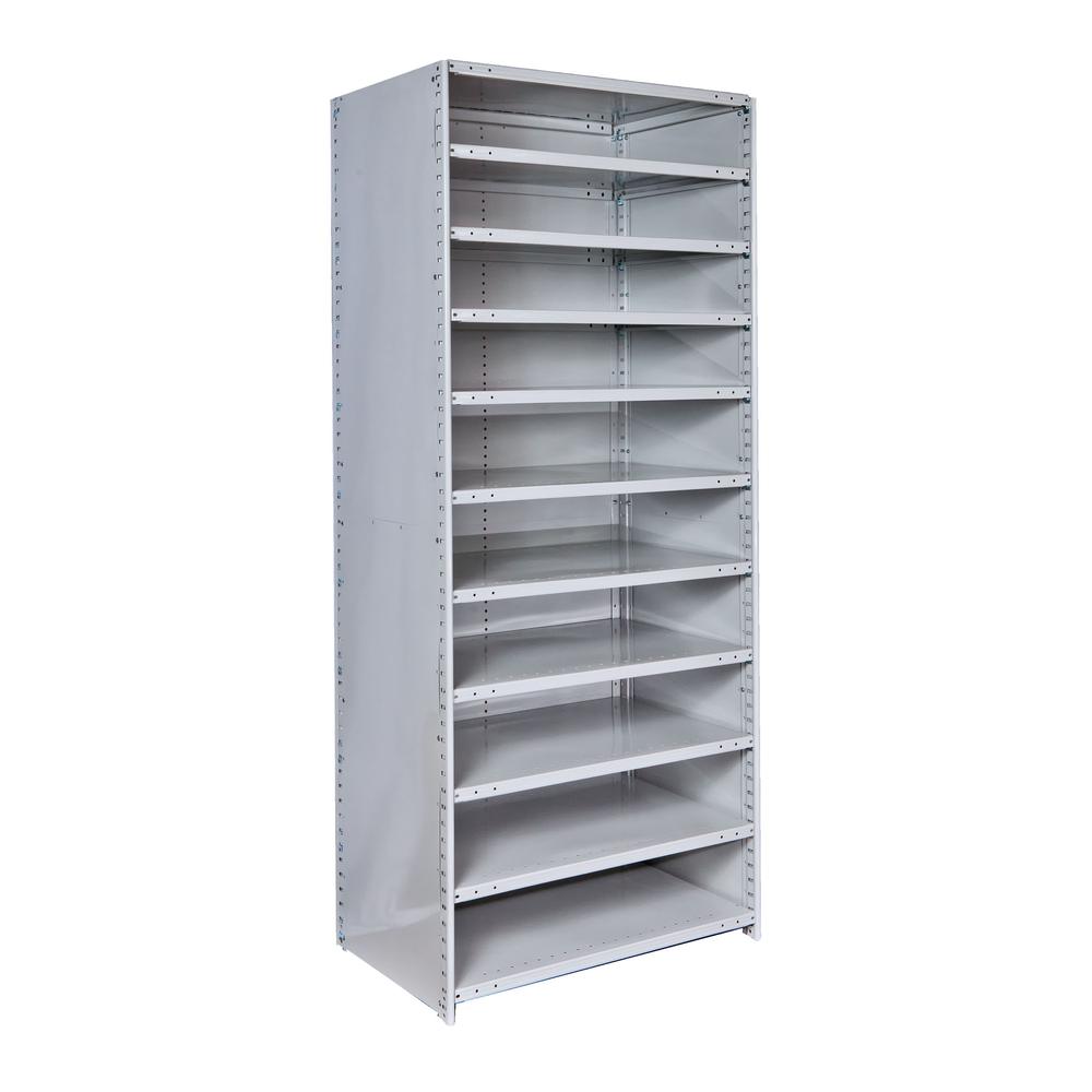 MedSafe Antimicrobial Hi-Tech Shelving 36"W x 24"D x 87"H 711 Light Gray 11 Adjustable Shelves Starter Unit Open Style with Sway Braces. Picture 1