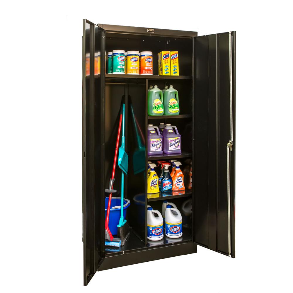 400 Series Stationary Solid Combination Cabinet, 36"W x 18"D x 72"H, 708 Midnight Ebony, Single Tier, Double Solid Door, 1-Wide, Assembled. Picture 1