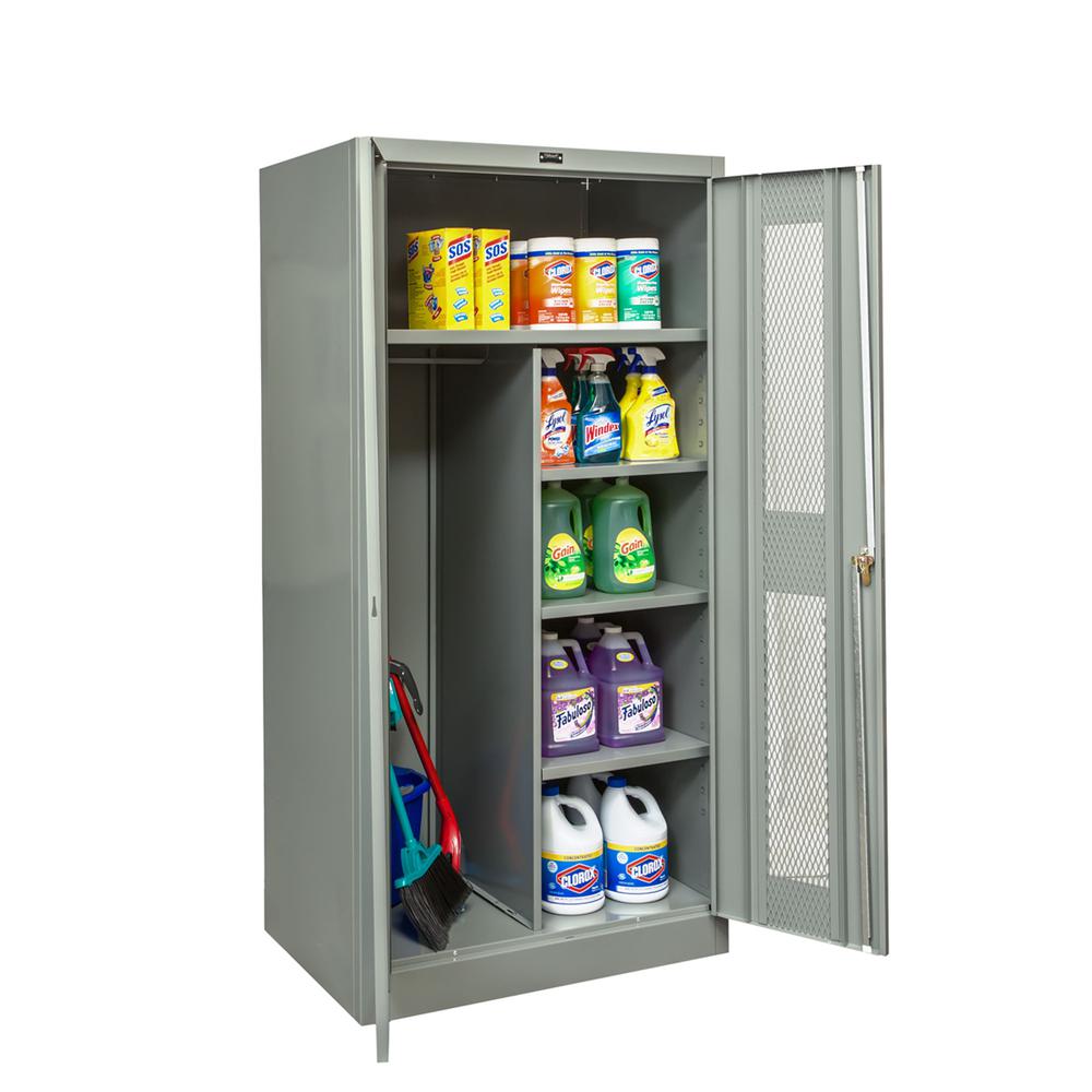 400 Series Stationary Ventilated Combination Cabinet, 36"W x 18"D x 72"H, 725 Dark Gray, Single Tier, Double Ventilated Door, 1-Wide, Assembled. Picture 1