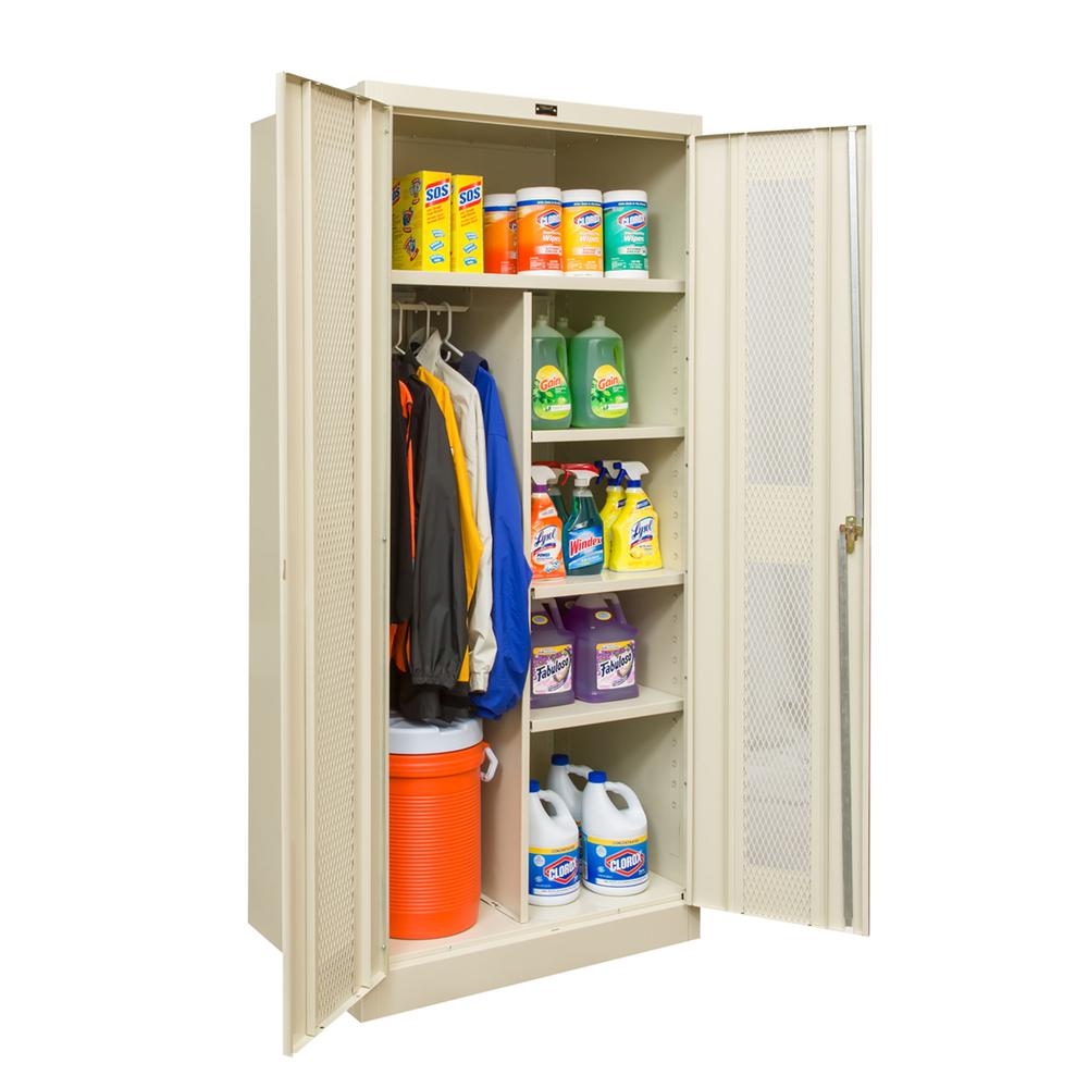 400 Series Stationary Ventilated Combination Cabinet, 36"W x 18"D x 72"H, 729 Tan, Single Tier, Double Ventilated Door, 1-Wide, Assembled. Picture 1