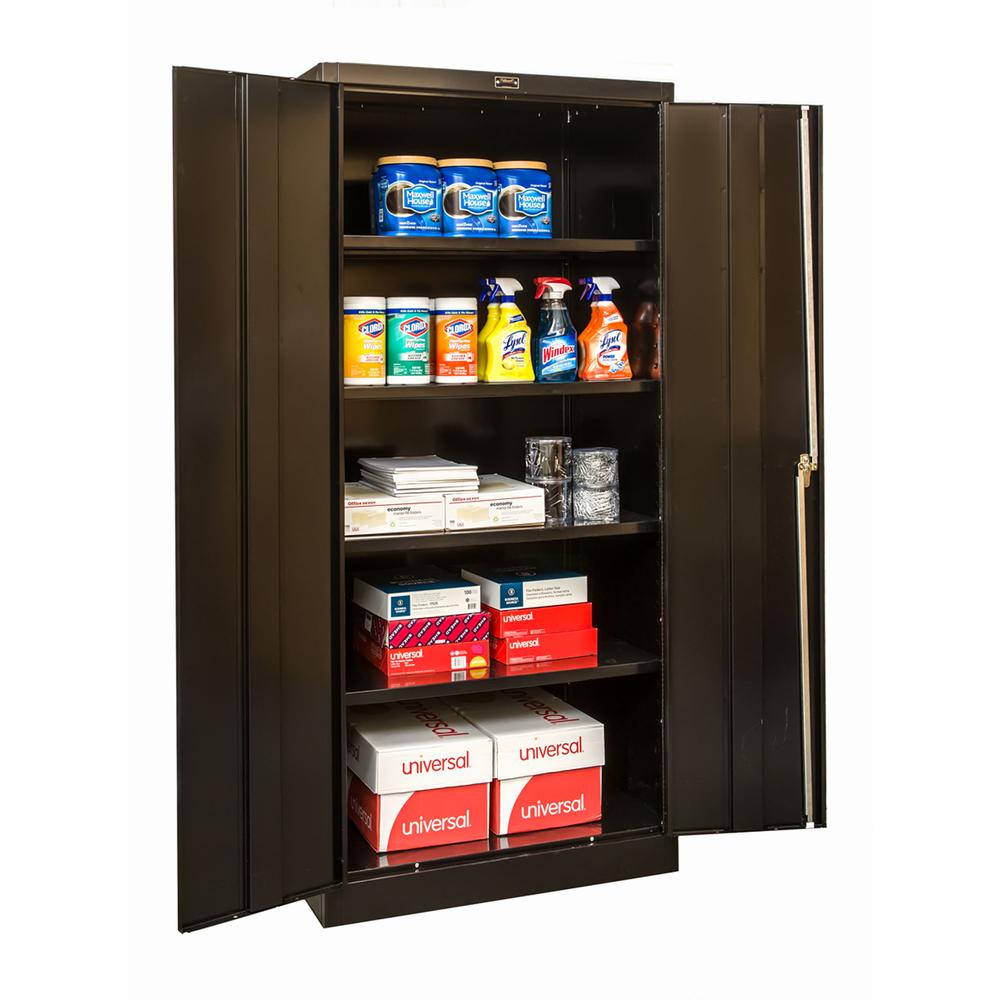 800 Series Stationary Storage Cabinet, 36"W  x 18"D x 78"H, 708 Midnight Ebony, Single Tier, Double Solid Door, 1-Wide, Assembled. Picture 1