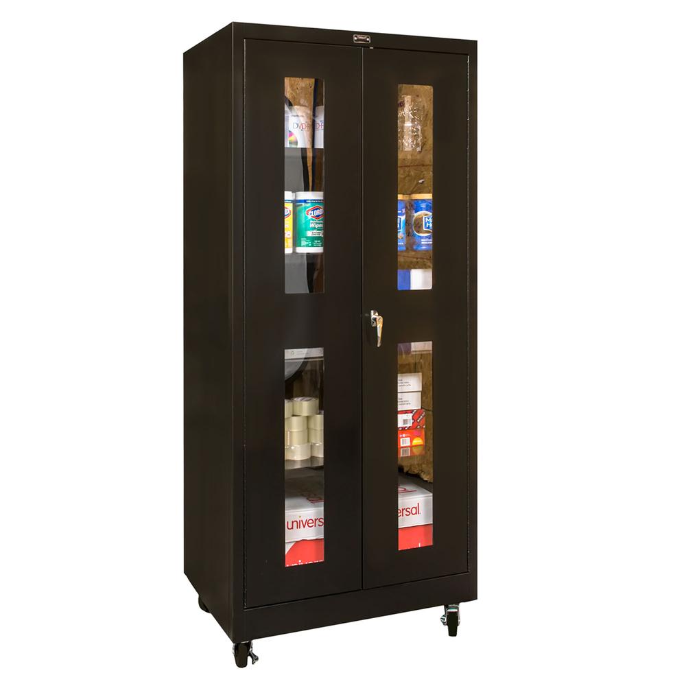 800 Series Mobile Storage Cabinet, 48"W  x 24"D x 78"H, 708 Midnight Ebony, Single Tier, Double Safety-View Door, 1-Wide, Knock-down. Picture 2
