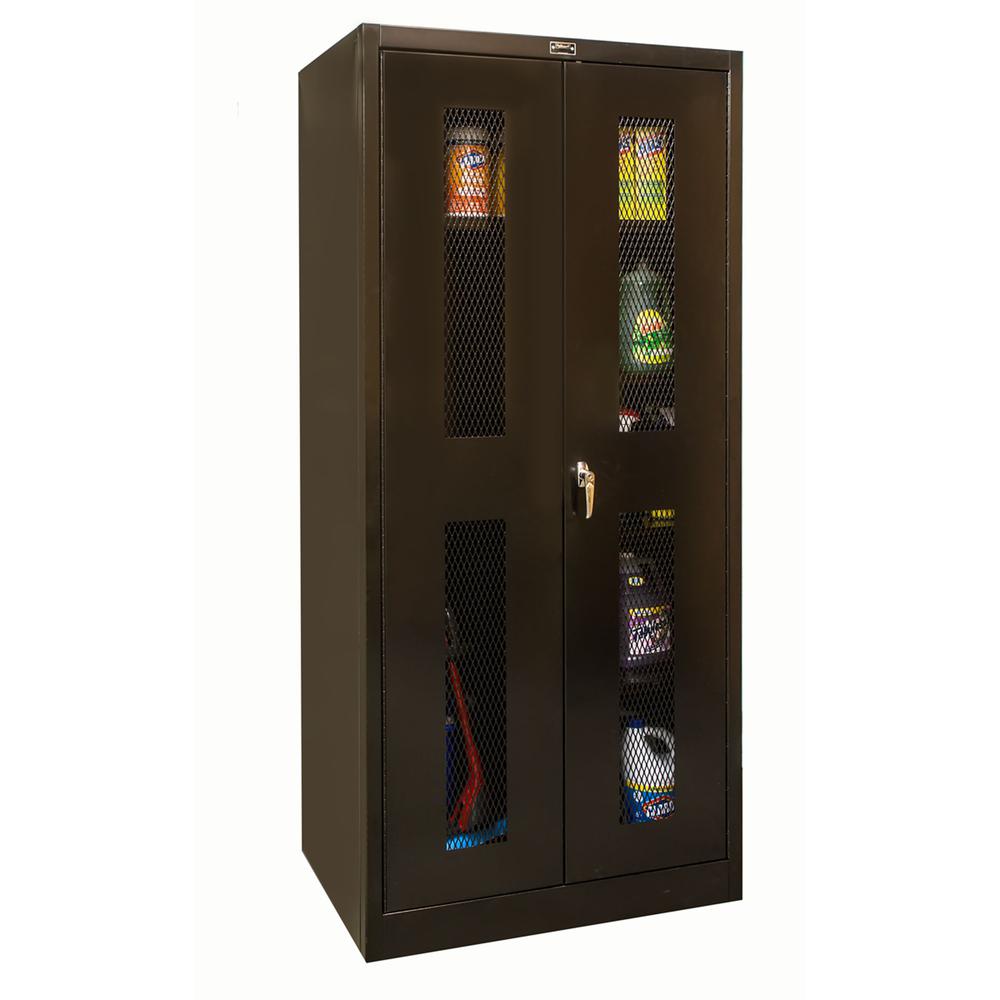 800 Series Stationary Combination Cabinet, 36"W  x 18"D x 78"H, 708 Midnight Ebony, Single Tier, Double Ventilated Door, 1-Wide, Assembled. Picture 2