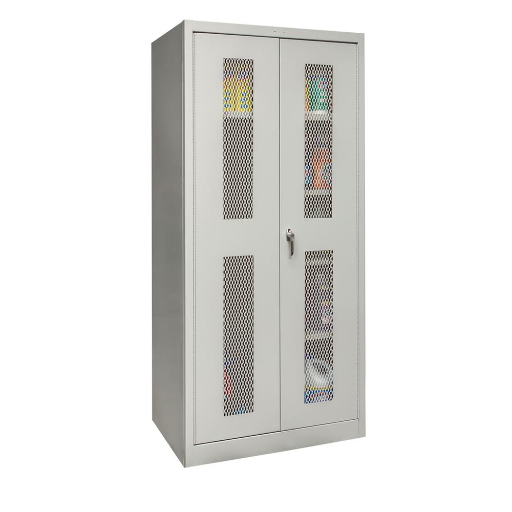 800 Series Stationary Combination Cabinet, 36"W  x 18"D x 78"H, 711 Light Gray - Antimicrobial, Single Tier, Double Ventilated Door, 1-Wide, Assembled. Picture 2
