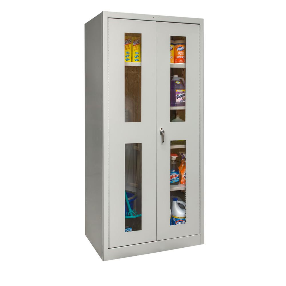 800 Series Stationary Combination Cabinet, 36"W  x 18"D x 78"H, 711 Light Gray - Antimicrobial, Single Tier, Double Safety-View Door, 1-Wide, Assembled. Picture 2