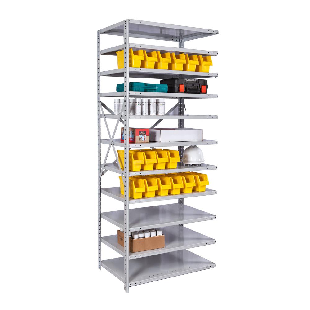 MedSafe Antimicrobial Hi-Tech Shelving 36"W x 18"D x 87"H 711 Light Gray 11 Adjustable Shelves Starter Unit Open Style with Sway Braces. Picture 4
