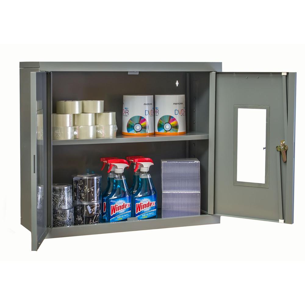 400 Series Wallmount SV Storage Cabinet, 36"W x 12"D x 30"H, 725 Dark Gray, Single Tier, Double Safety-View Door, 1-Wide, Assembled. Picture 1