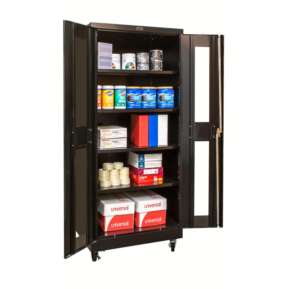 400 Series Mobile SV Storage Cabinet, 48"W x 24"D x 72"H, 708 Midnight Ebony, Single Tier, Double Safety-View Door, 1-Wide, Assembled. Picture 1