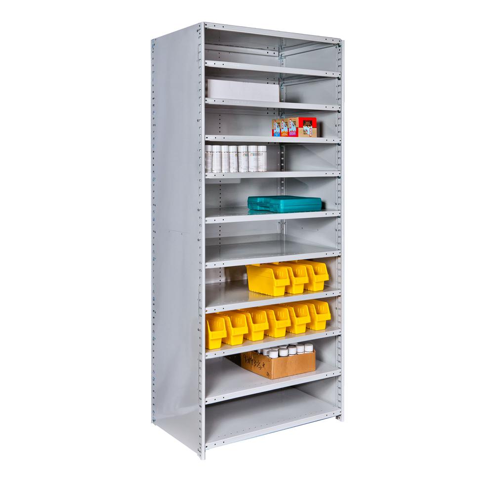 MedSafe Antimicrobial Hi-Tech Shelving 48"W x 18"D x 87"H 711 Light Gray 11 Adjustable Shelves Starter Unit Open Style with Sway Braces. Picture 3