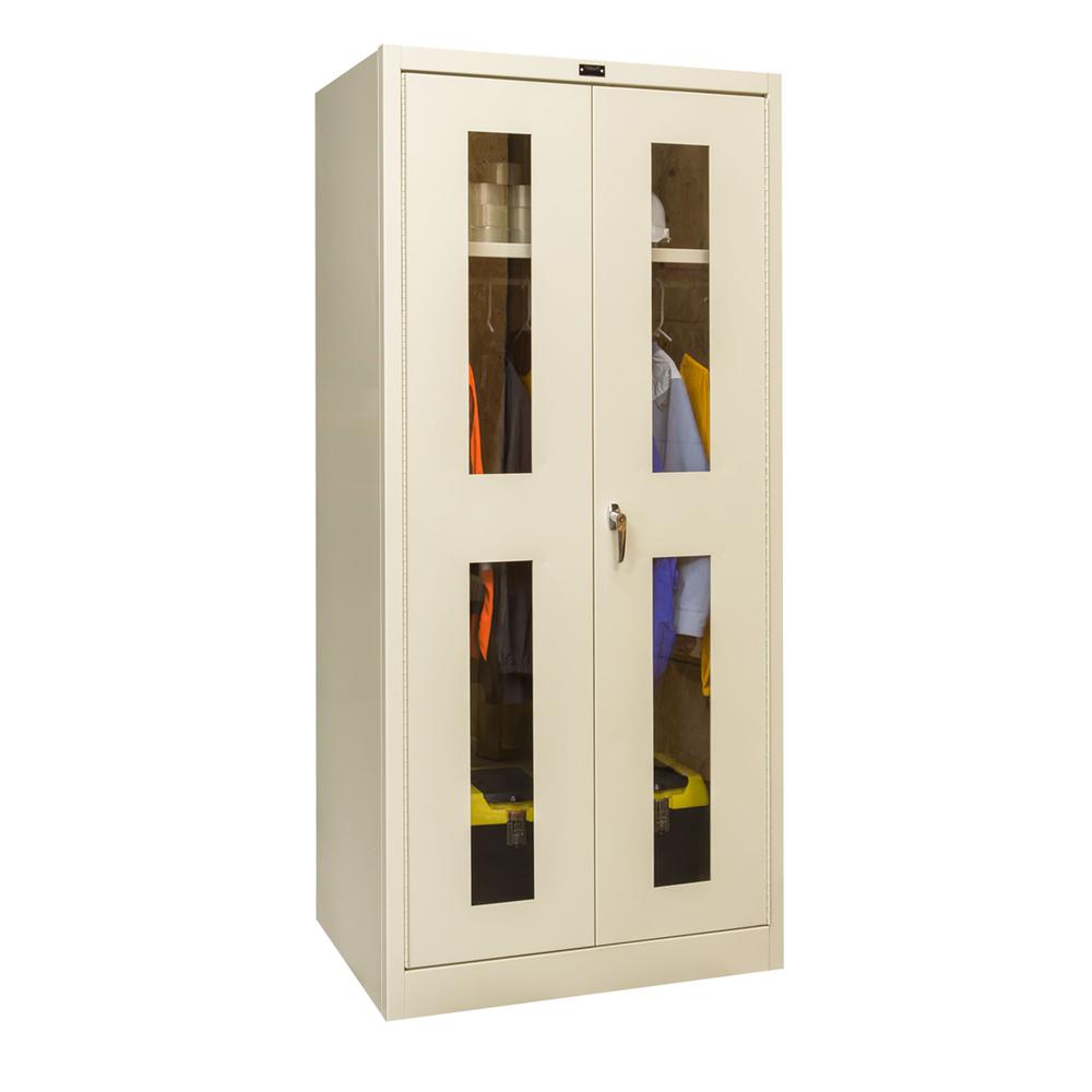 800 Series Stationary Wardrobe Cabinet, 48"W  x 24"D x 78"H, 729 Tan, Single Tier, Double Safety-View Door, 1-Wide, Knock-down. Picture 2