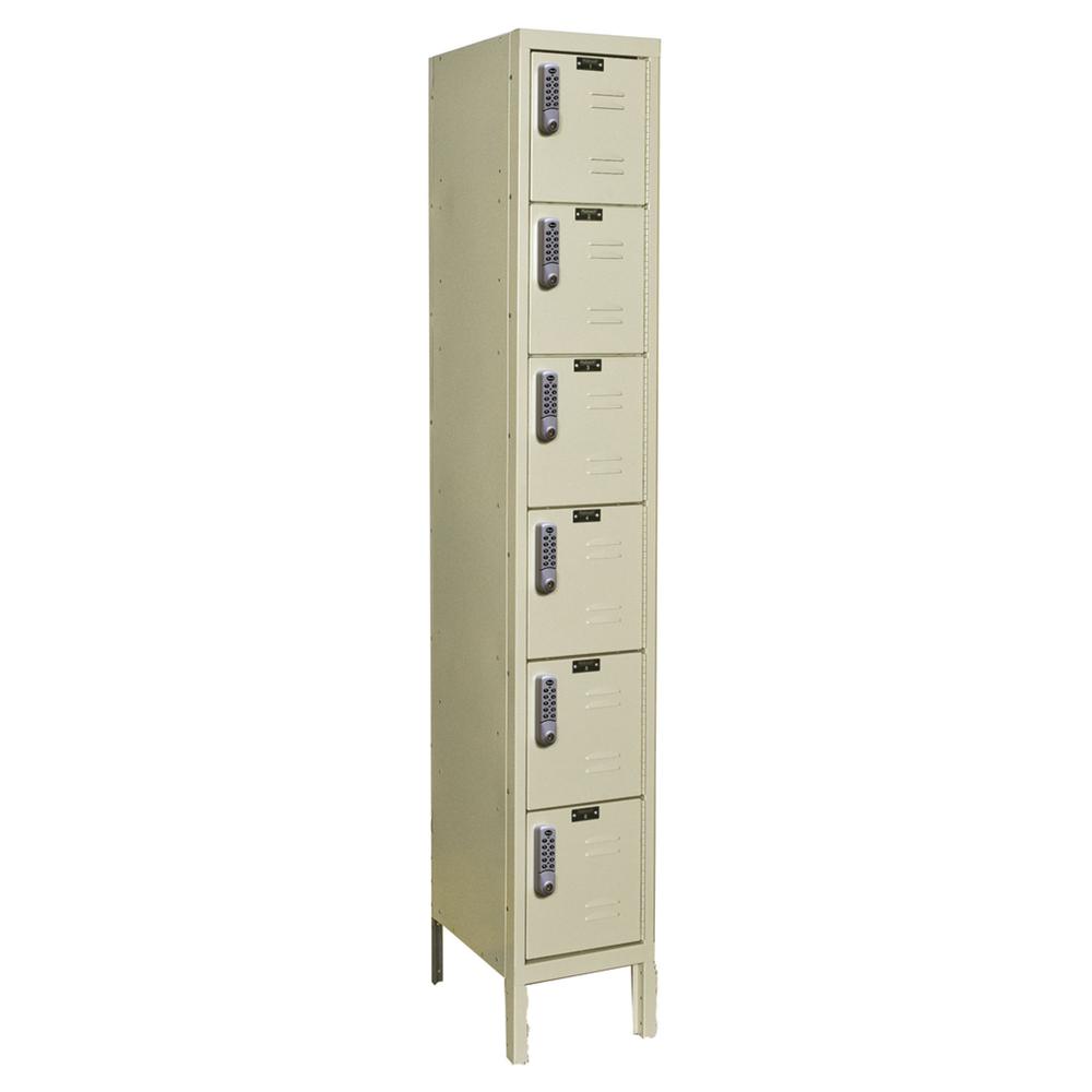 Hallowell DigiTech Electronic Locker, 12"W x 18"D x 78"H, 729 Tan, 6-Tier, 1-Wide, Assembled. Picture 1