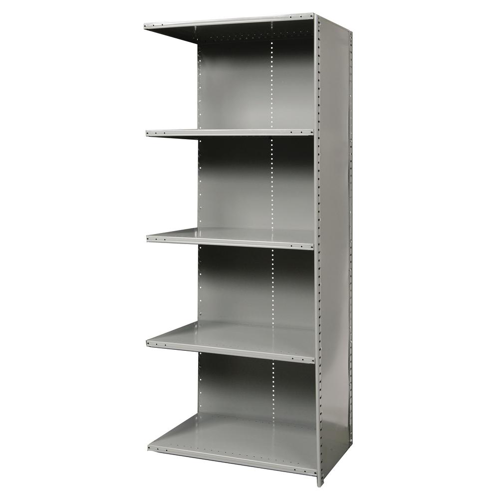 Hallowell Hi-Tech Metal Shelving 48"W x 12"D x 87"H 725 Dark Gray 5 Adjustable Shelves Add-on Unit Closed Style. Picture 4