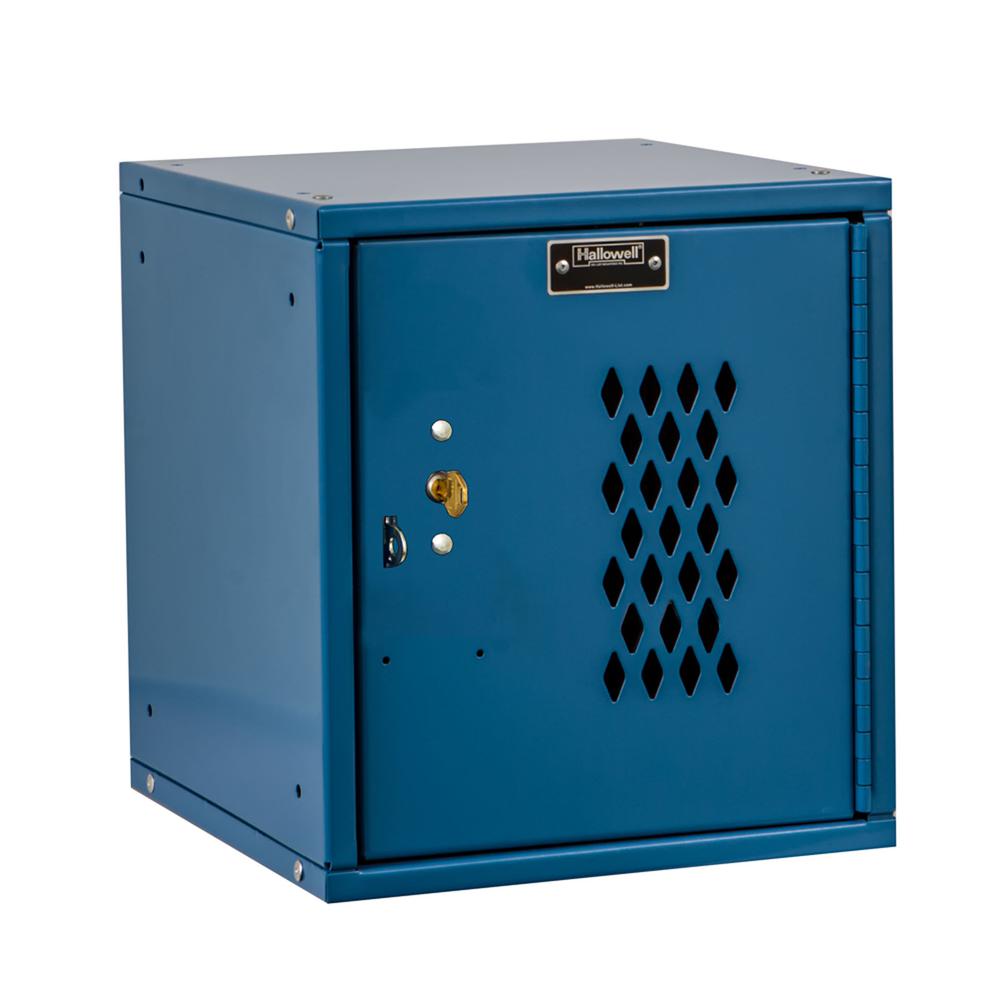 Cubix Modular Locker w/Ventilated Door, Built-In Key Lock, 12"W x 12"D x 12"H, 707 Marine Blue, Single Tier, 1-Wide, Knock-Down. Picture 2