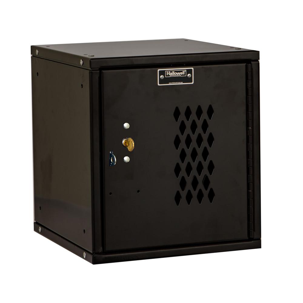 Cubix Modular Locker w/Ventilated Door, Built-In Key Lock, 12"W x 12"D x 12"H, 708 Midnight Ebony, Single Tier, 1-Wide, Knock-Down. Picture 2