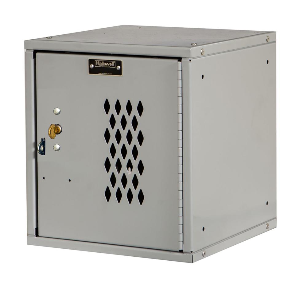Cubix Modular Locker w/Ventilated Door, Built-In Key Lock, 12"W x 12"D x 12"H, 711 Light Gray, Single Tier, 1-Wide, Knock-Down. Picture 1