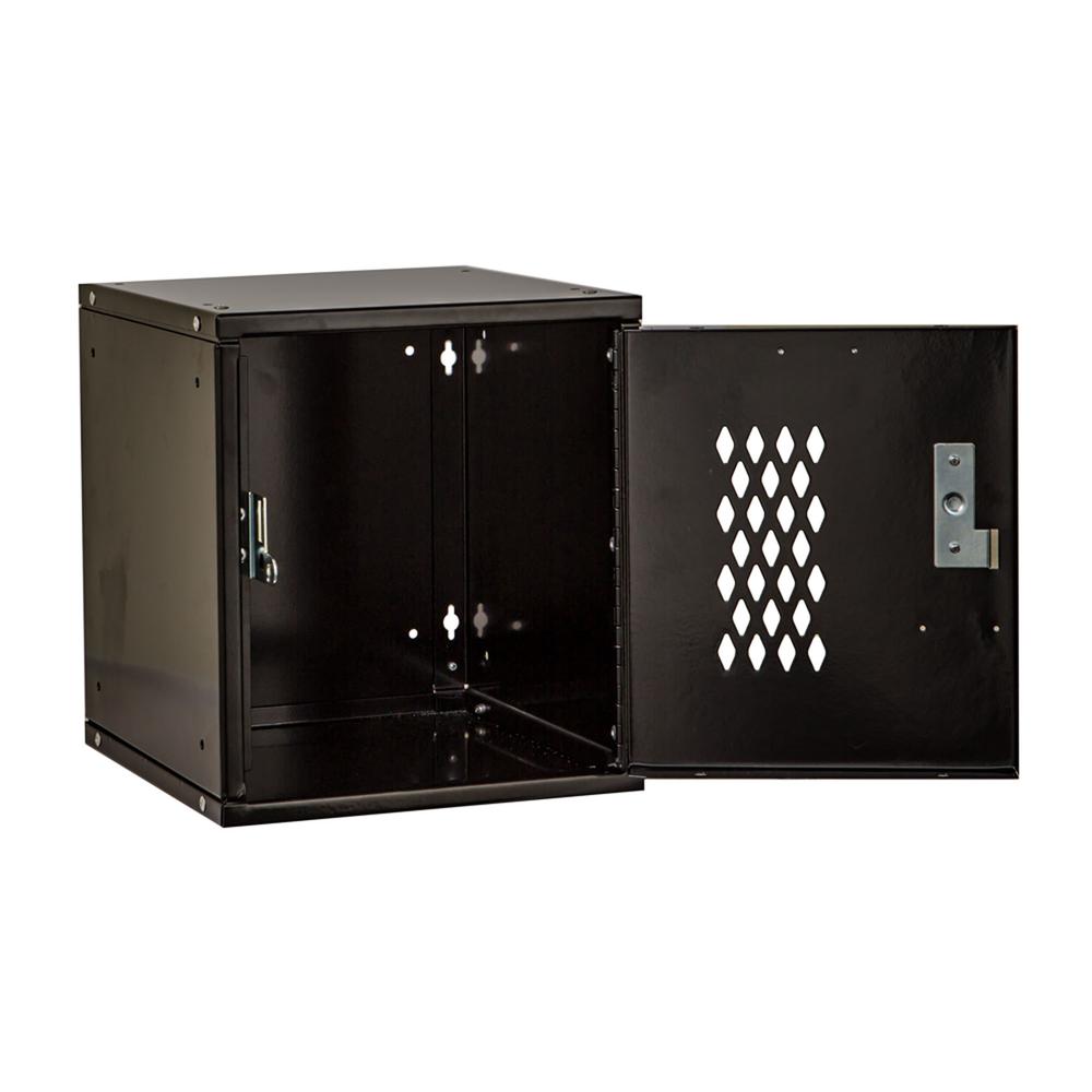 Cubix Modular Locker w/Ventilated Door, Finger Pull Handle, 12"W x 12"D x 12"H, 708 Midnight Ebony, Single Tier, 1-Wide, Knock-Down. Picture 3